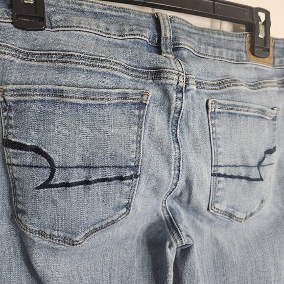 American Eagle Skinny Super Stretch Jeans Medium Wash Midrise Size 8 Regular - Picture 6 of 8